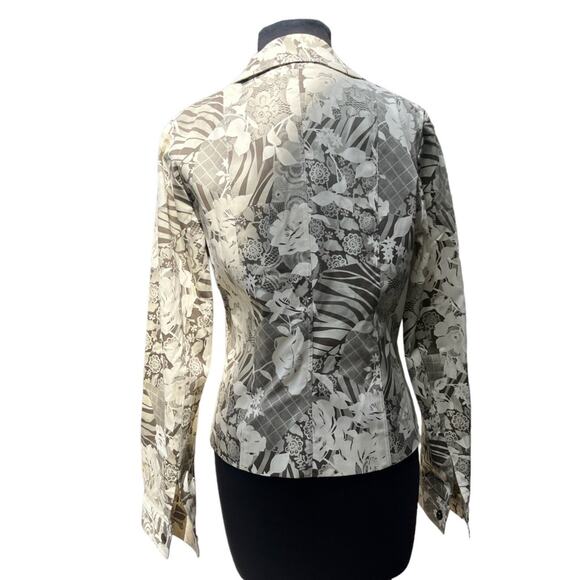 Bergamo Italy Snap Front Neutral Floral Classic Luxury Old Money Blazer 10 - Picture 4 of 7